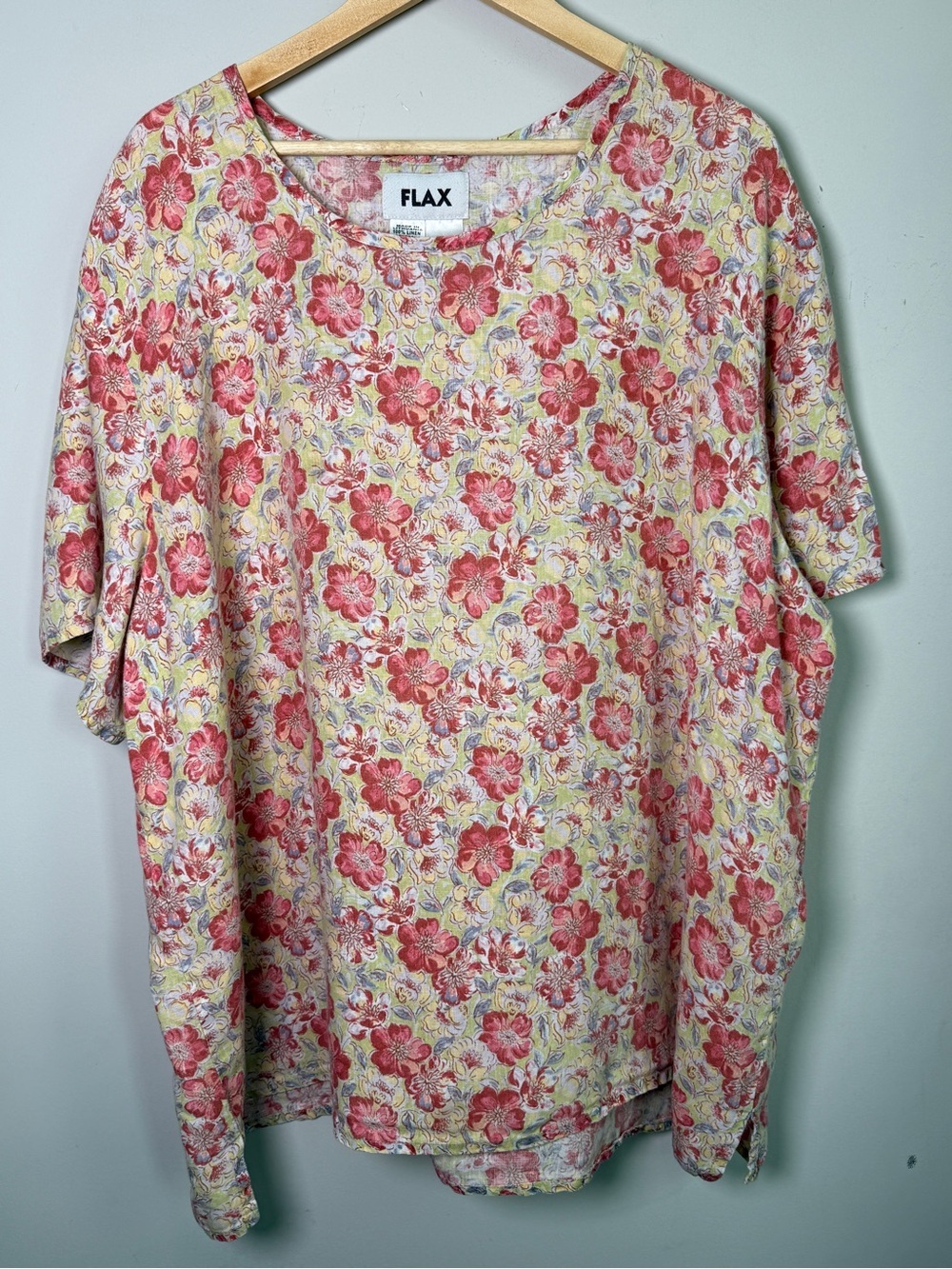 FLAX | Floral Linen Boxy Top Generous Plus Size Cottagecore Lagenlook Relaxed 3G